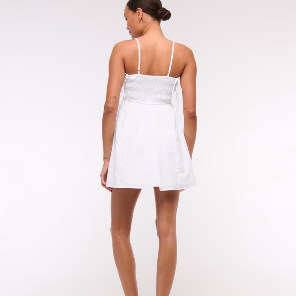 Smocked Babydoll Tie Mini Dress - Picture 5 of 6